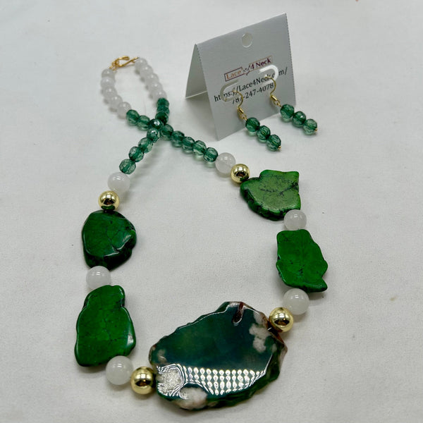 “Althea”, Chalcedony, Magnesite & Jade necklace