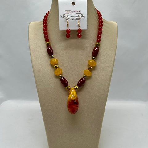 “Ambra”, Amber & Carnelian necklace