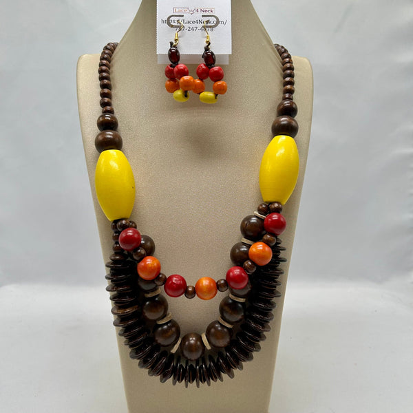 "Anemone", Coconut Shells & Wood necklace