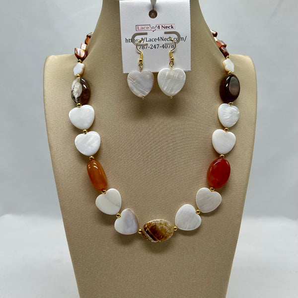 "Antoinette", Agate & Shell beads