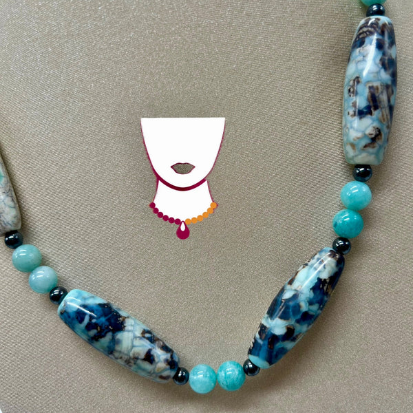 “Aquarelle”, Enamel Agate & Amazonite necklace