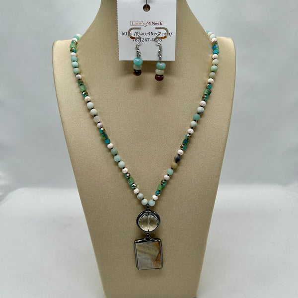 “Artisan”, Amazonite & Glass necklace