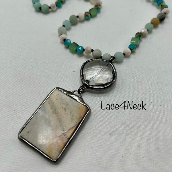 “Artisan”, Amazonite & Glass necklace