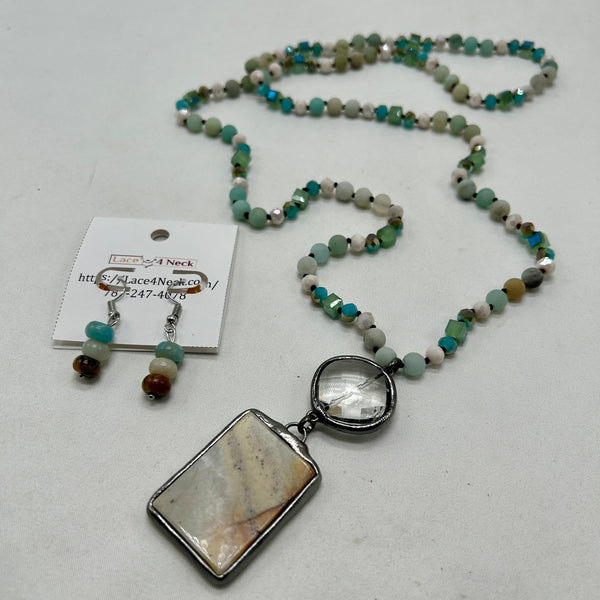 “Artisan”, Amazonite & Glass necklace