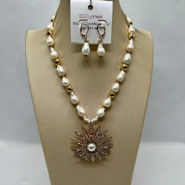 "Bianco" Freshwater Pearls & Hematite necklace