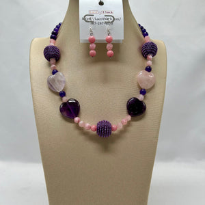 “Bihotzak”, Quartz & Rhodonite necklace