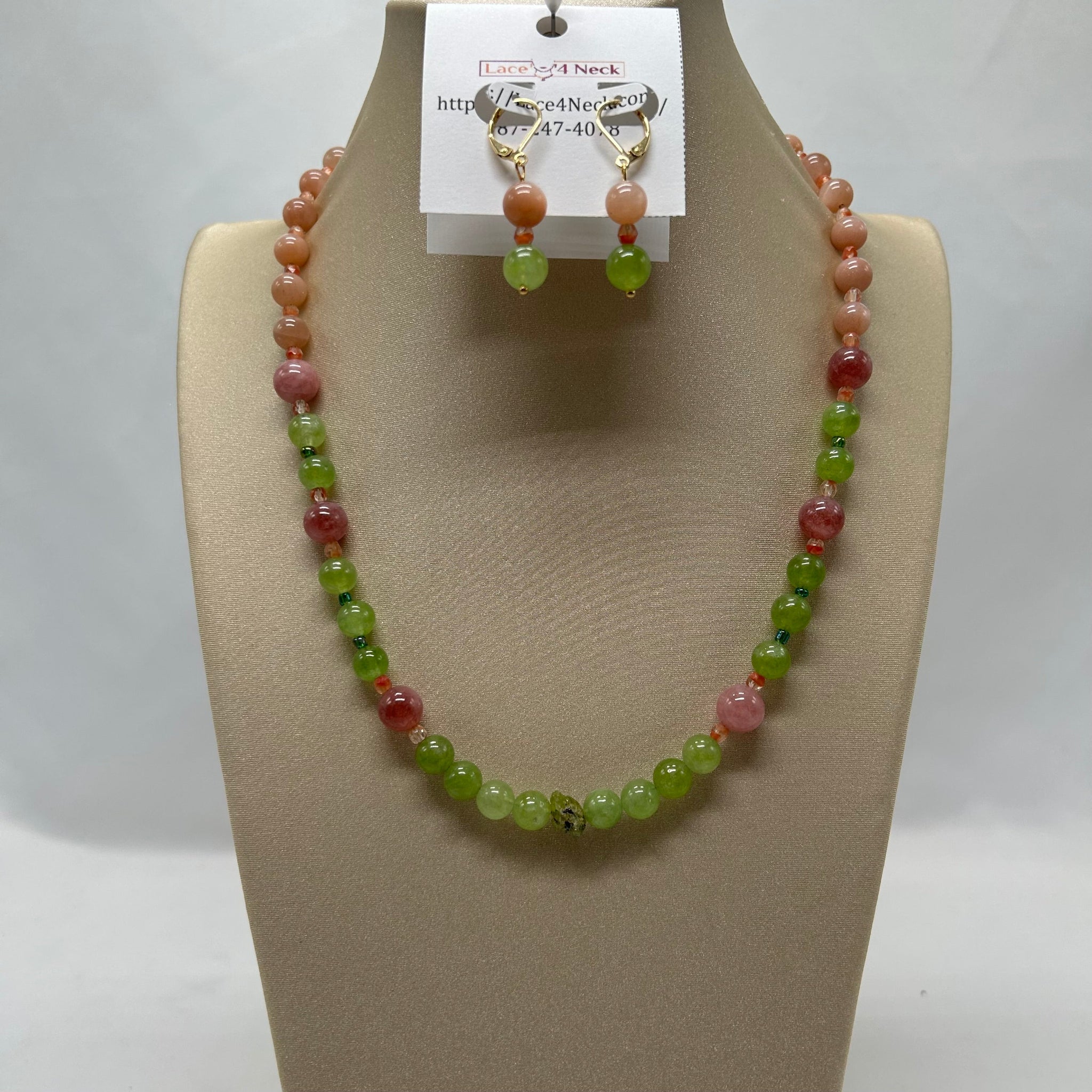 “Boost”, Peridot & Sunstone necklace