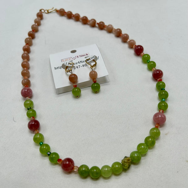 “Boost”, Peridot & Sunstone necklace