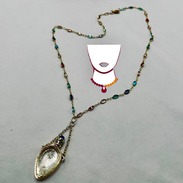 Horse eye multicolor glass chain with pendant