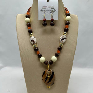 “Brown Rays”, Jade, Jasper, and Sandstone necklace