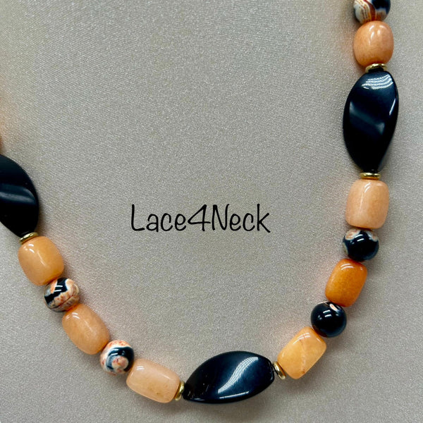 “Checkers”, Onyx, Porcelain and Quartzite necklace