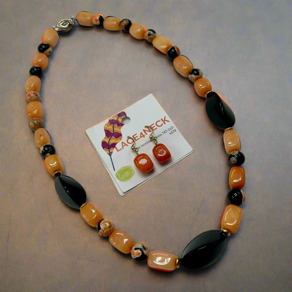 “Checkers”, Onyx, Porcelain and Quartzite necklace