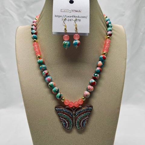 “Chrysa”, Sea Sediment/Green Turquoise & Glass necklace