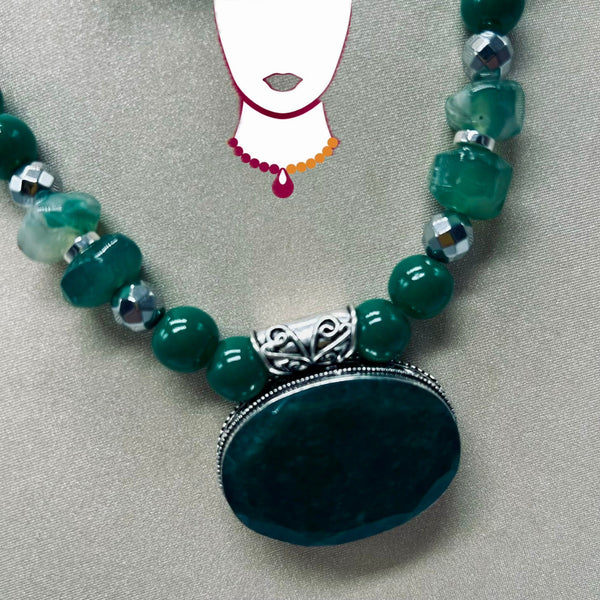 “Cleopatra,” Brazilian Emerald, Cherry Blossom Agate & Aventurine necklace
