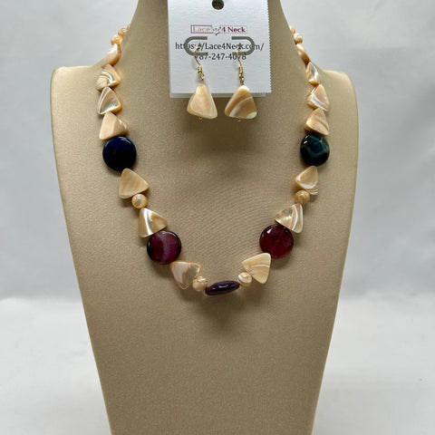 “Corgol”, Fire Agate & Trochus Shell necklace