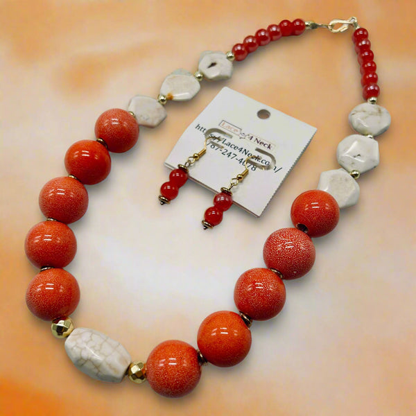 “Del Fuego”, Ceramic & Magnesite necklace