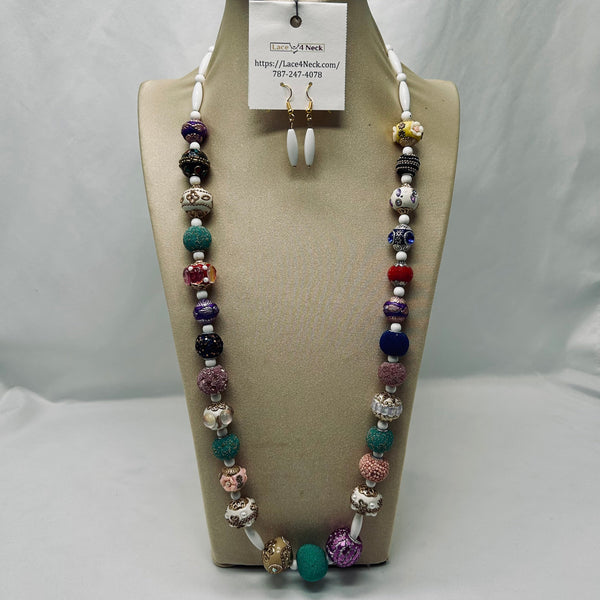 “Ebba,” Acrylic and Indonesian Clay long necklace
