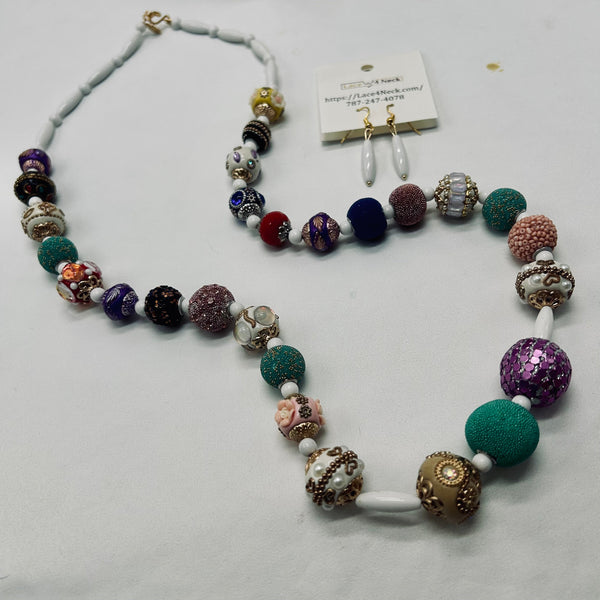 “Ebba,” Acrylic and Indonesian Clay long necklace