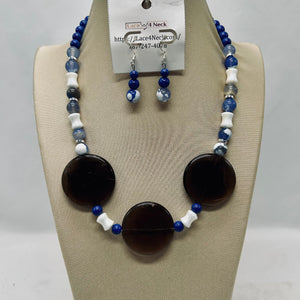 “Egeo”, Blue Fire Agate & Smokey Quartz necklace