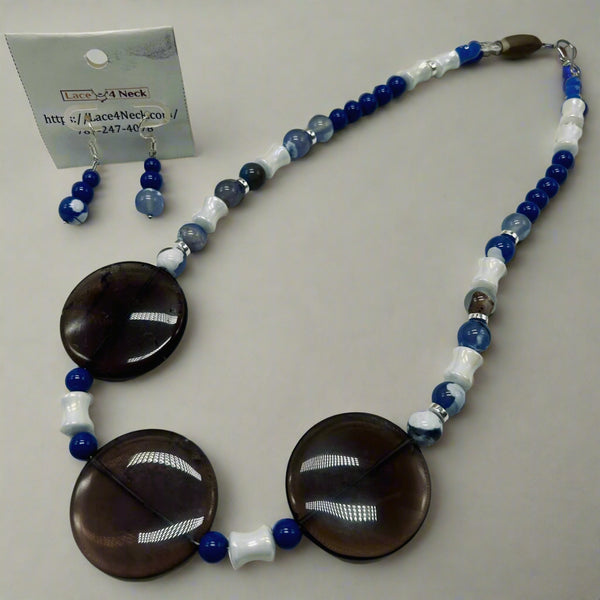 “Egeo”, Blue Fire Agate & Smokey Quartz necklace