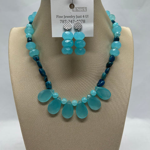 “Adán”, Calcedony & Apatite necklace