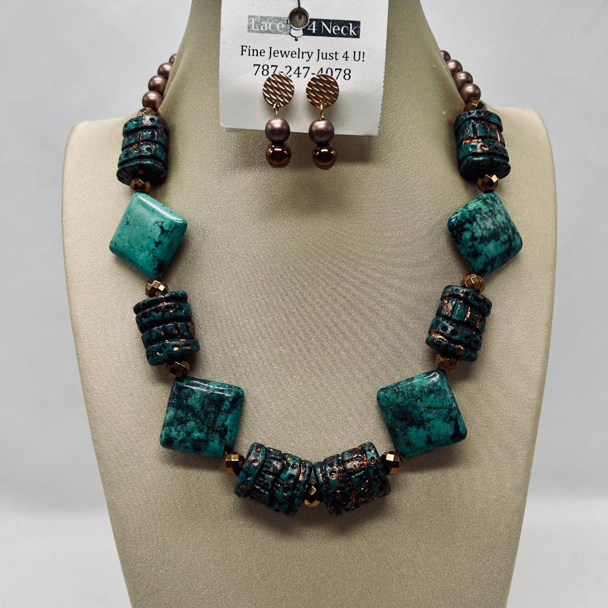 “Evolution”, Acrylic & African Turquoise necklace