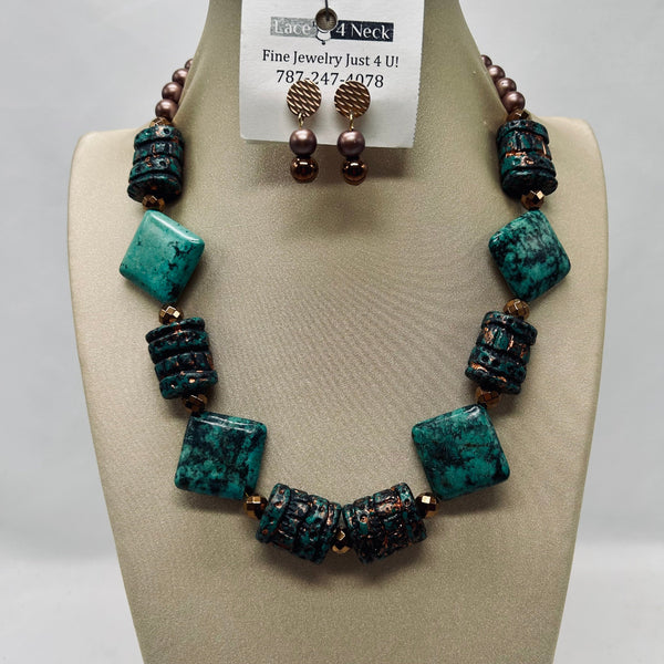 “Evolution”, Acrylic & African Turquoise necklace