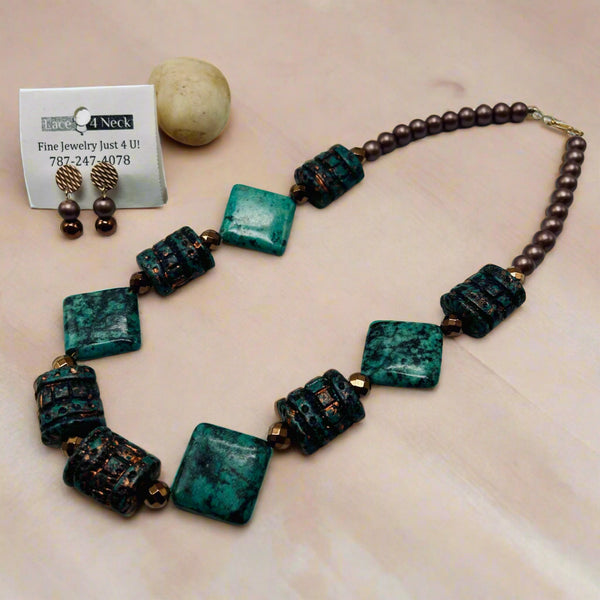 “Evolution”, Acrylic & African Turquoise necklace