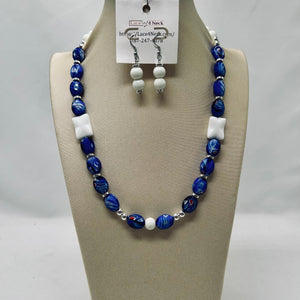 “Fabric”, Blue Acrylic & Glass necklace