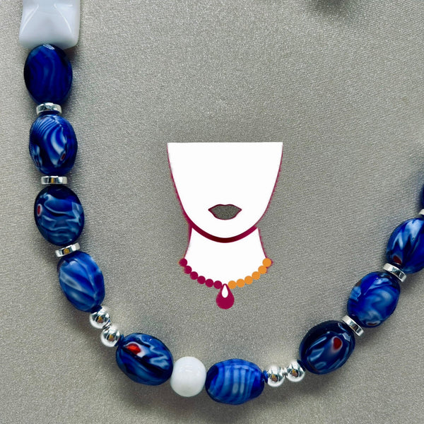 “Fabric”, Blue Acrylic & Glass necklace
