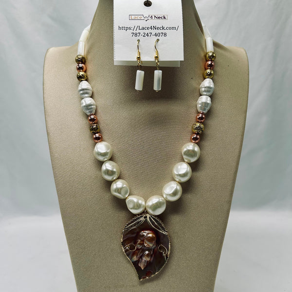 “Farid,” Mother of Pearl and Pearls necklace