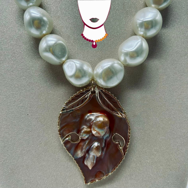 “Farid,” Mother of Pearl and Pearls necklace