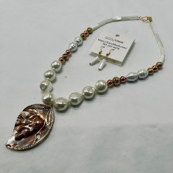 “Farid,” Mother of Pearl and Pearls necklace