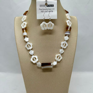 "Faustina", Sardonyx & Shell beads