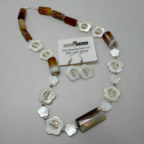 "Antoinette", Agate & Shell beads