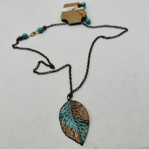 “Folium”, Brass & Patina Leaf Chain