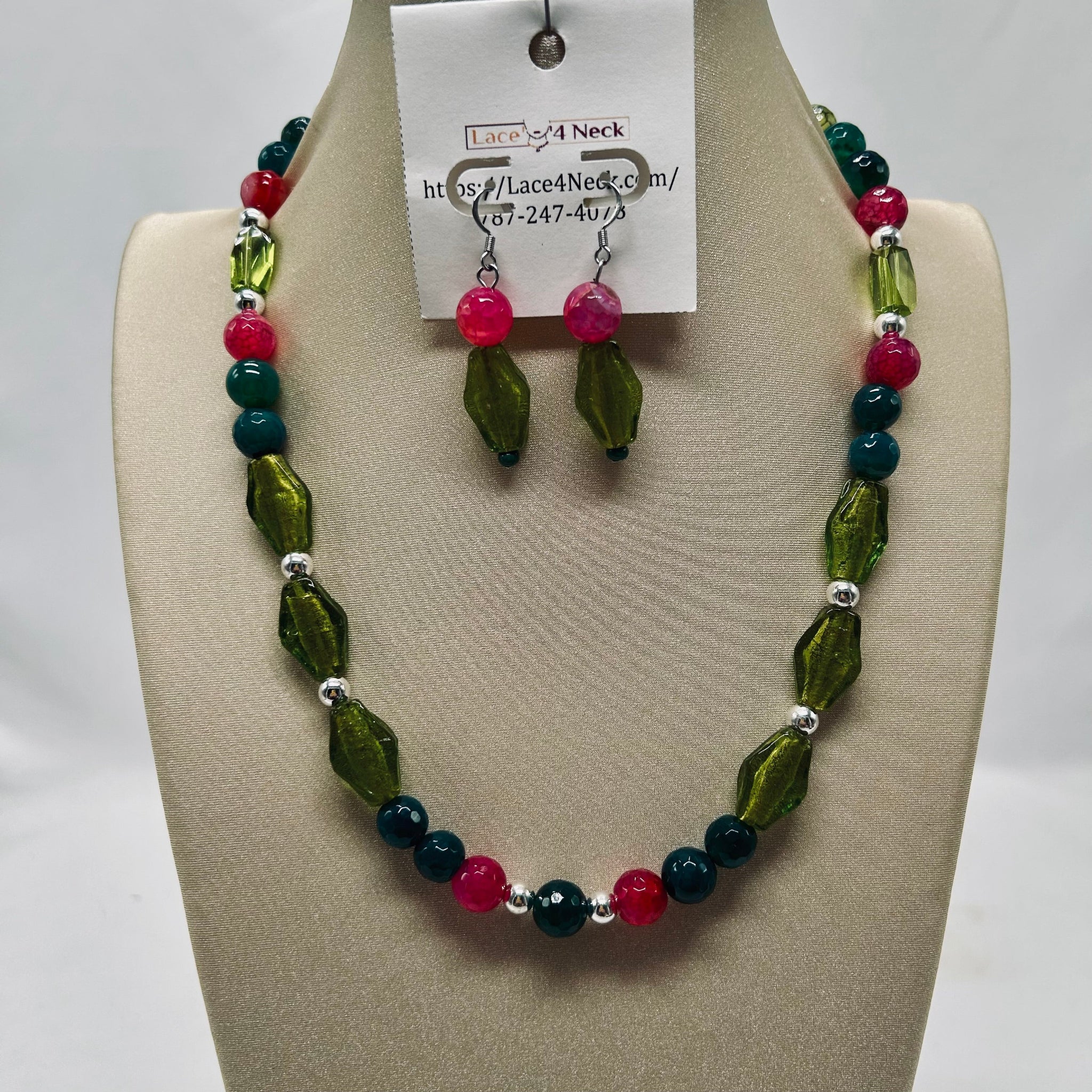 “Forest”, Agate & Glass necklace