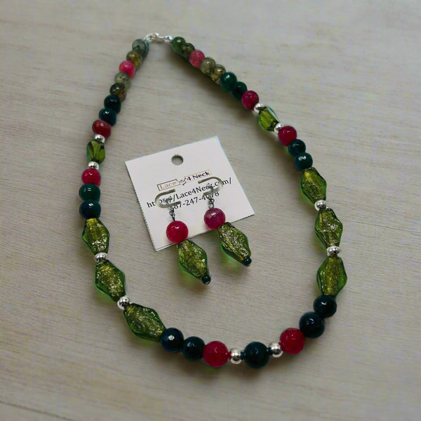 “Forest”, Agate & Glass necklace