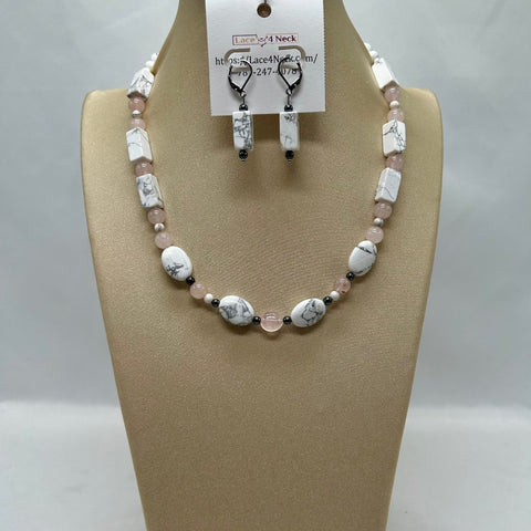 “Free”, Howlite & Rose Quartz necklace