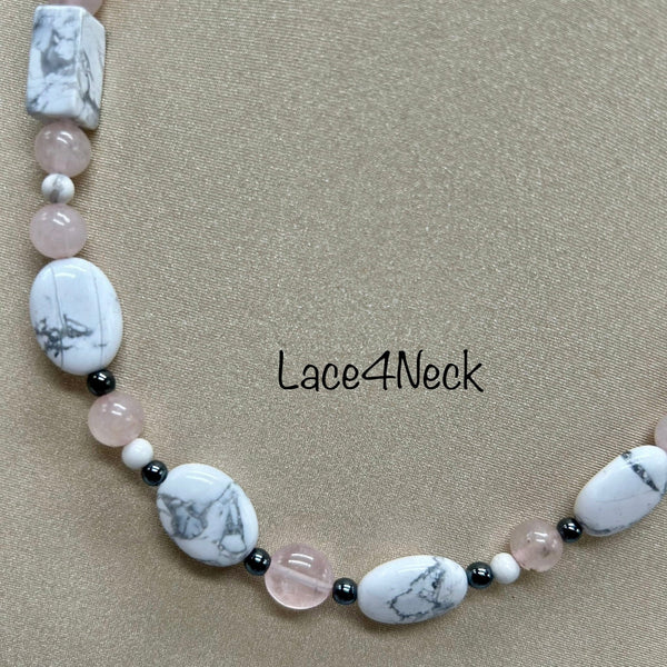 “Free”, Howlite & Rose Quartz necklace