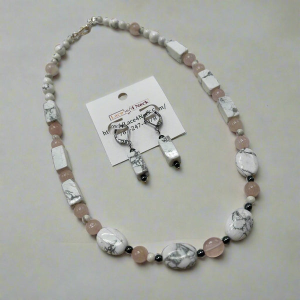 “Free”, Howlite & Rose Quartz necklace