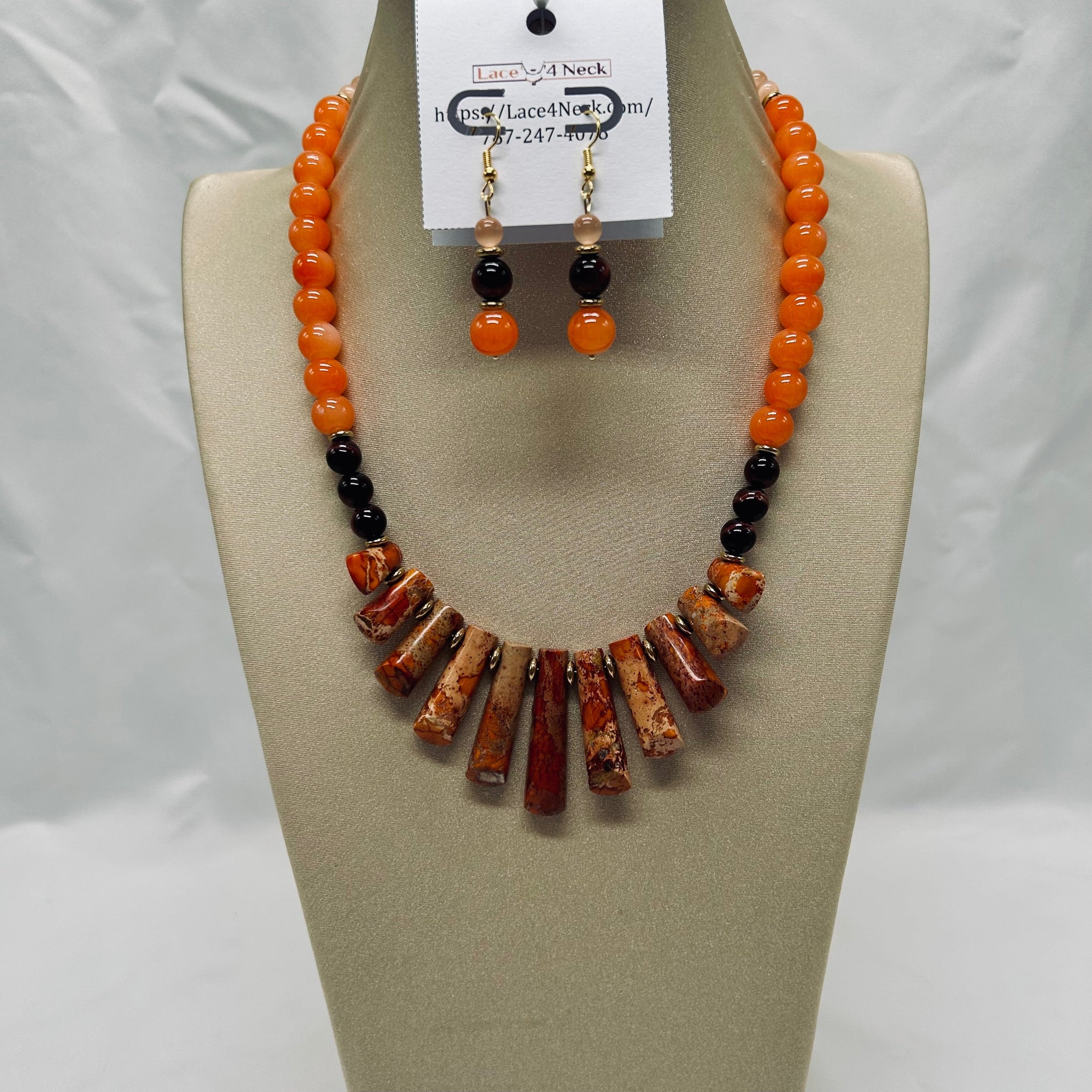 “Gradual”, Cat Eye, Glass & Imperial Jasper necklace