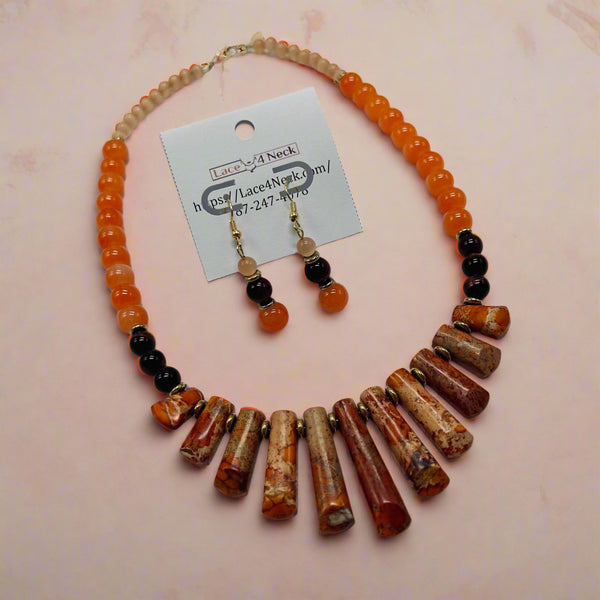 “Gradual”, Cat Eye, Glass & Imperial Jasper necklace