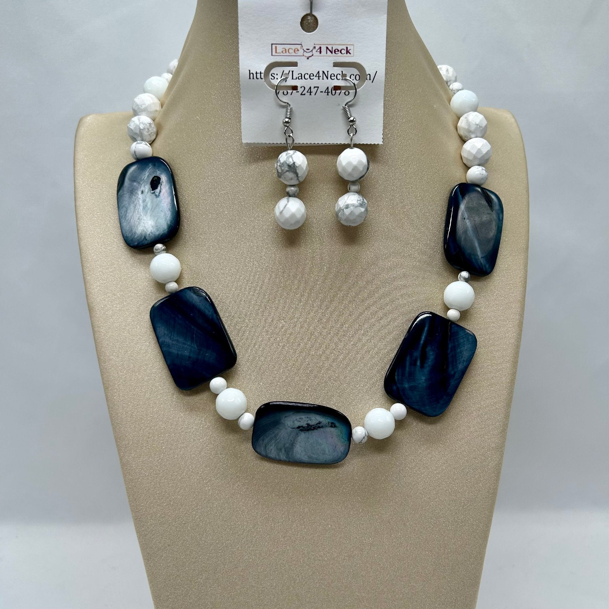 "Grigio", Howlite and Shell Necklace