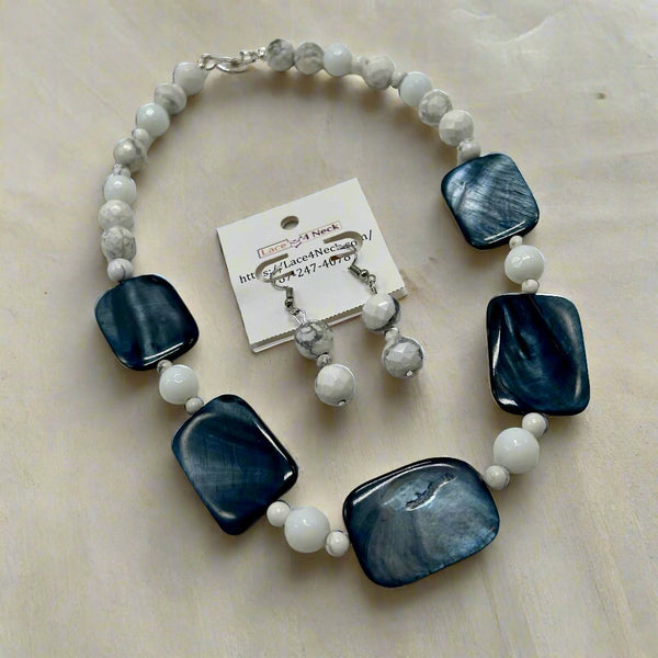 "Grigio", Howlite and Shell Necklace