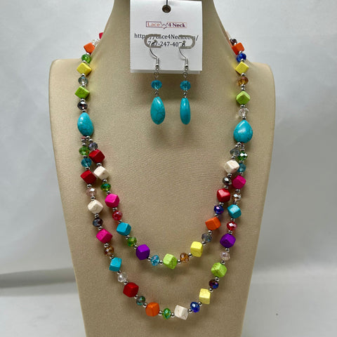 “Harlequin”, Mixed Color Howlite necklace