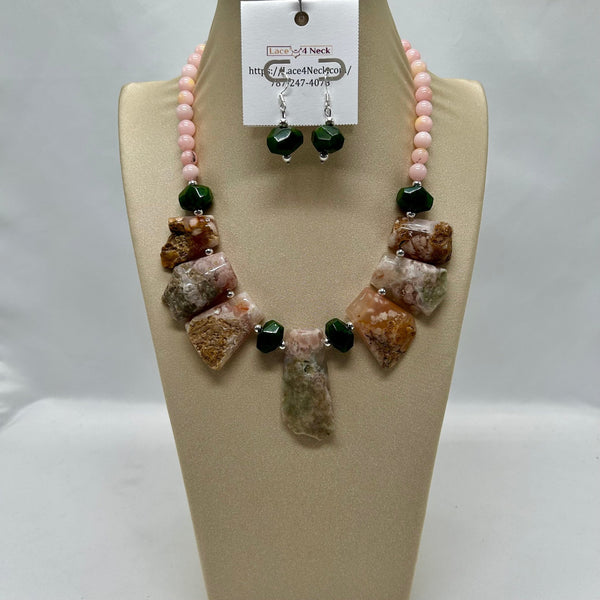 “Helen”, Agate, Jade, and Opal necklace