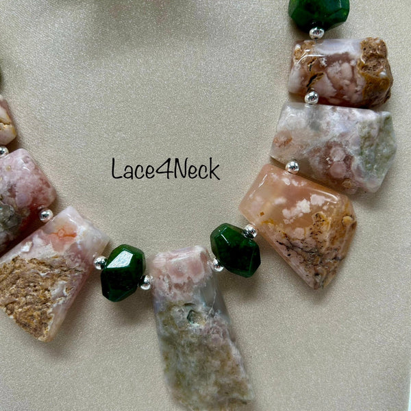 “Helen”, Agate, Jade, and Opal necklace