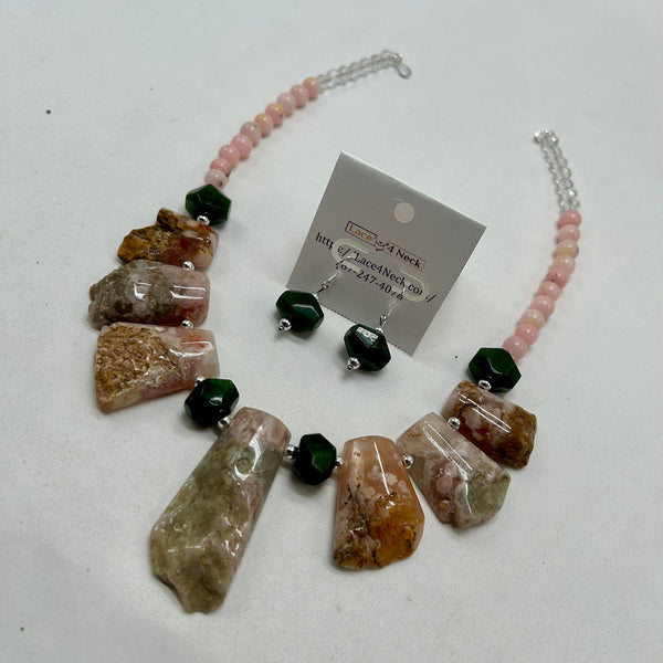 “Helen”, Agate, Jade, and Opal necklace