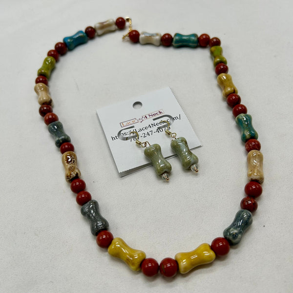 “Hezurra”, Ceramic & Red Jasper necklace